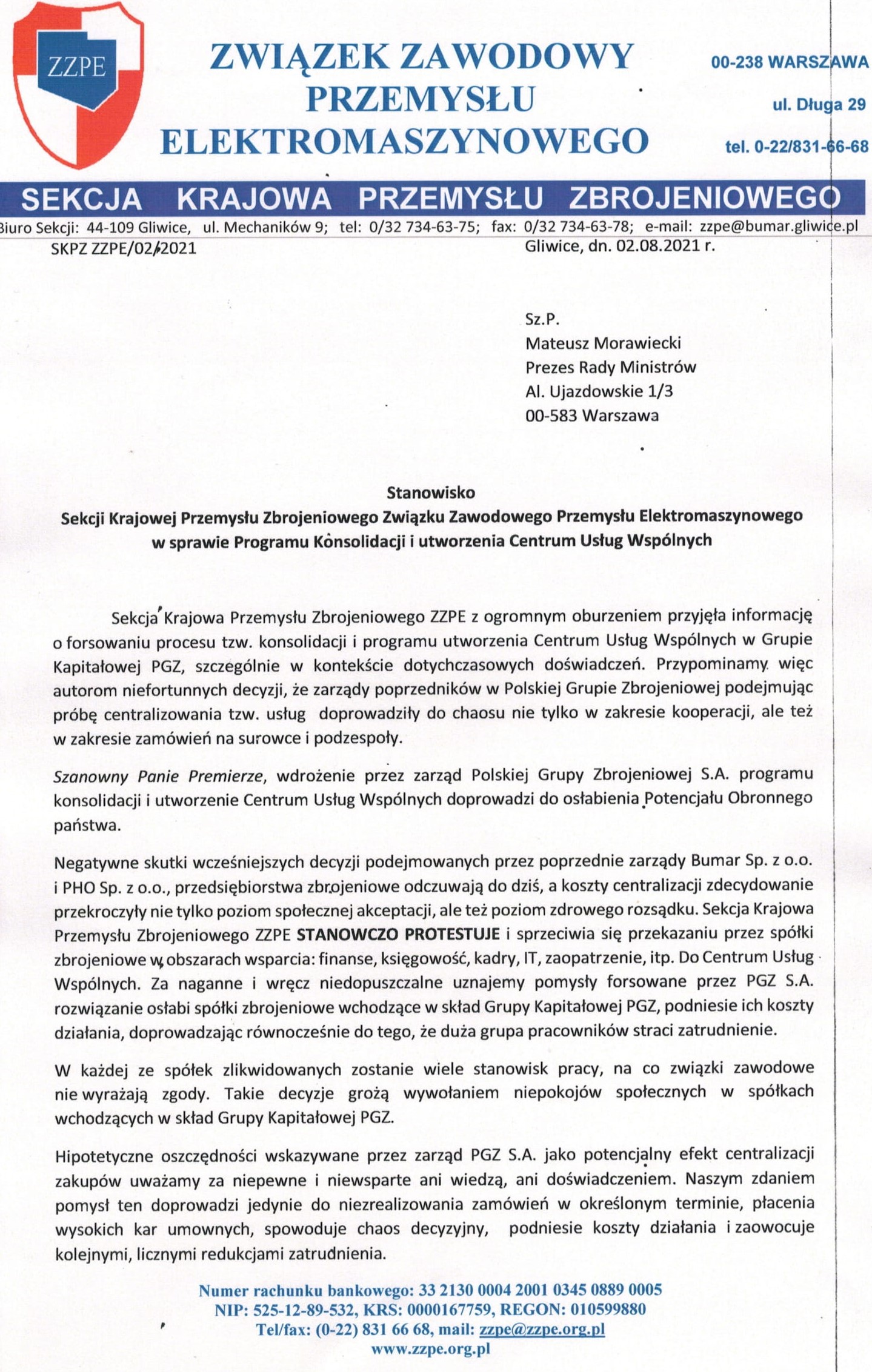 stanowisko SKPZ CUW i konsolidacja przemysu zbrojeniowego 11