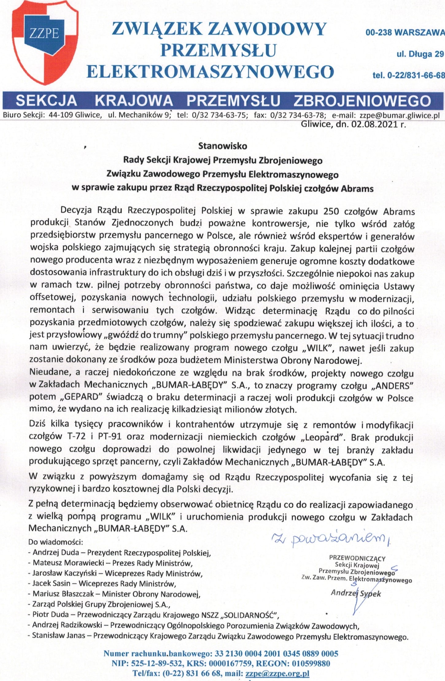 stanowisko SKPZ zakup czogw Abrams 111